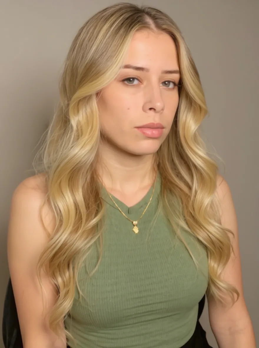 Long Flowing Layers in Sandy Blonde Balayage